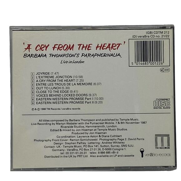 BARBARA THOMPSON - PARAPHERNALIA: A Cry From The Heart CD 1988 Live In London - Picture 3 of 13